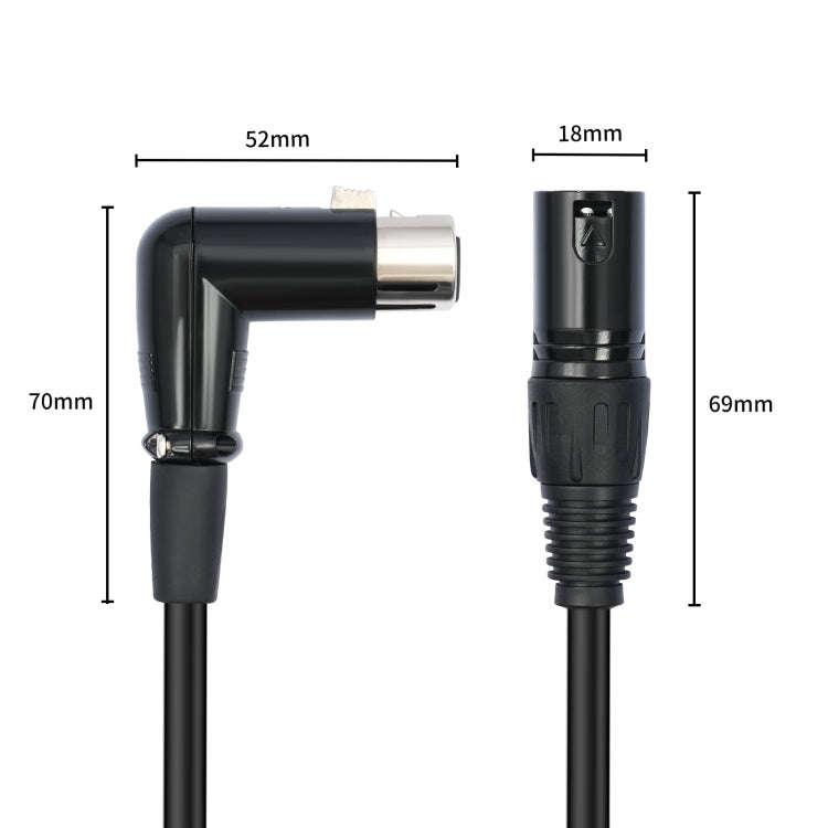 XK041L XLR 3pin Straight Male to Elbow Female Audio Cable, Length:0.3m(Black)