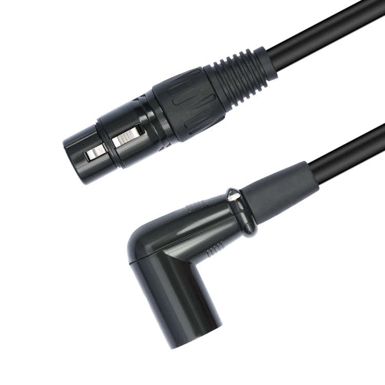 XK042L XLR 3pin Straight Female to Elbow Male Audio Cable, Length:0.3m(Black)