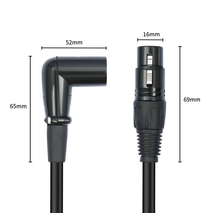 XK042L XLR 3pin Straight Female to Elbow Male Audio Cable, Length:5m(Black)