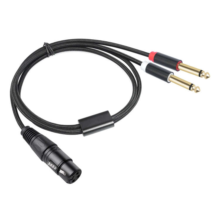 2020Y63 XLR Female to Dual 6.35mm 1/4 TRS Male Y-type Audio Cable, Length:1m(Black)