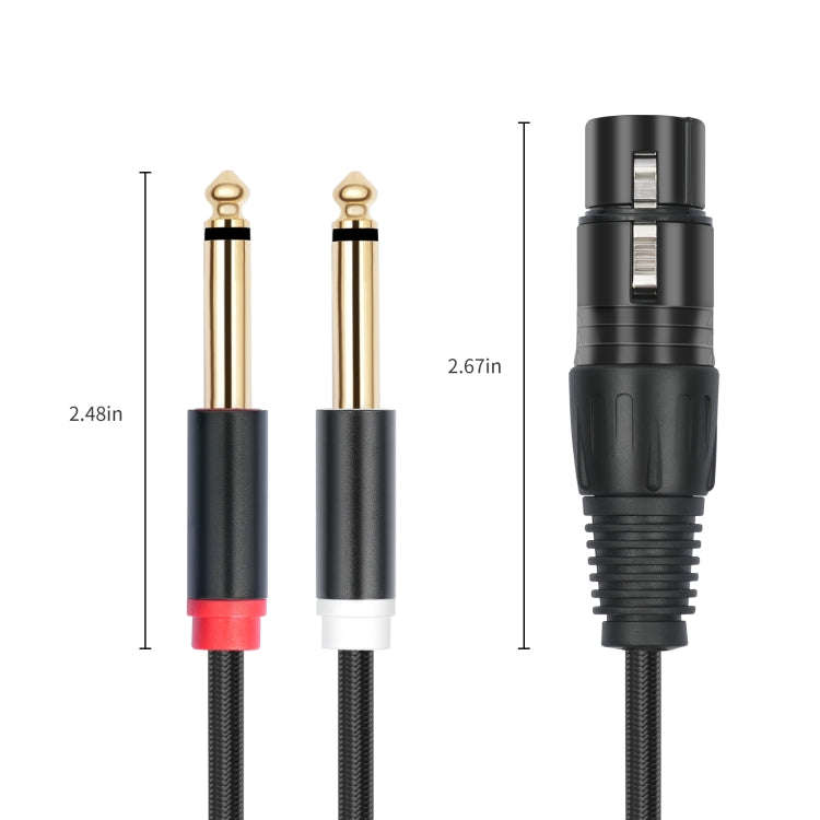 2020Y63 XLR Female to Dual 6.35mm 1/4 TRS Male Y-type Audio Cable, Length:3m(Black)