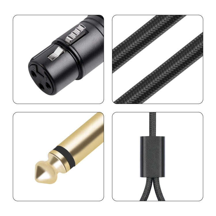 2020Y63 XLR Female to Dual 6.35mm 1/4 TRS Male Y-type Audio Cable, Length:3m(Black)