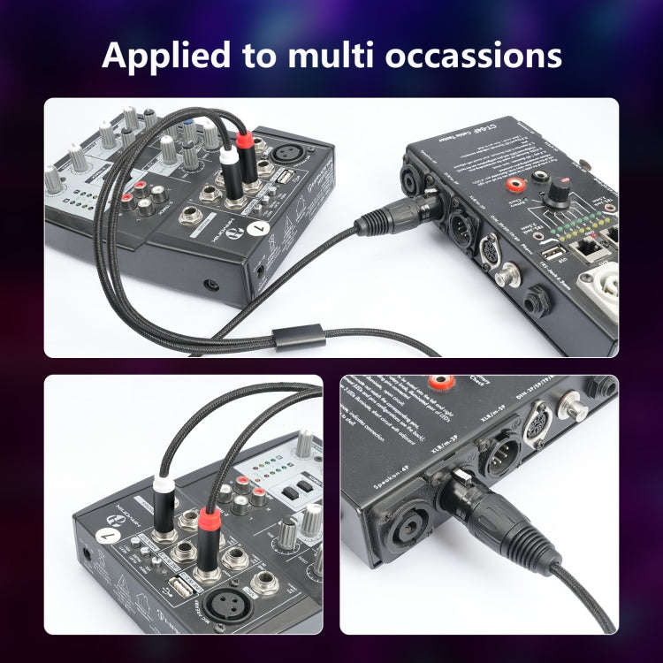 2020Y63 XLR Female to Dual 6.35mm 1/4 TRS Male Y-type Audio Cable, Length:3m(Black)