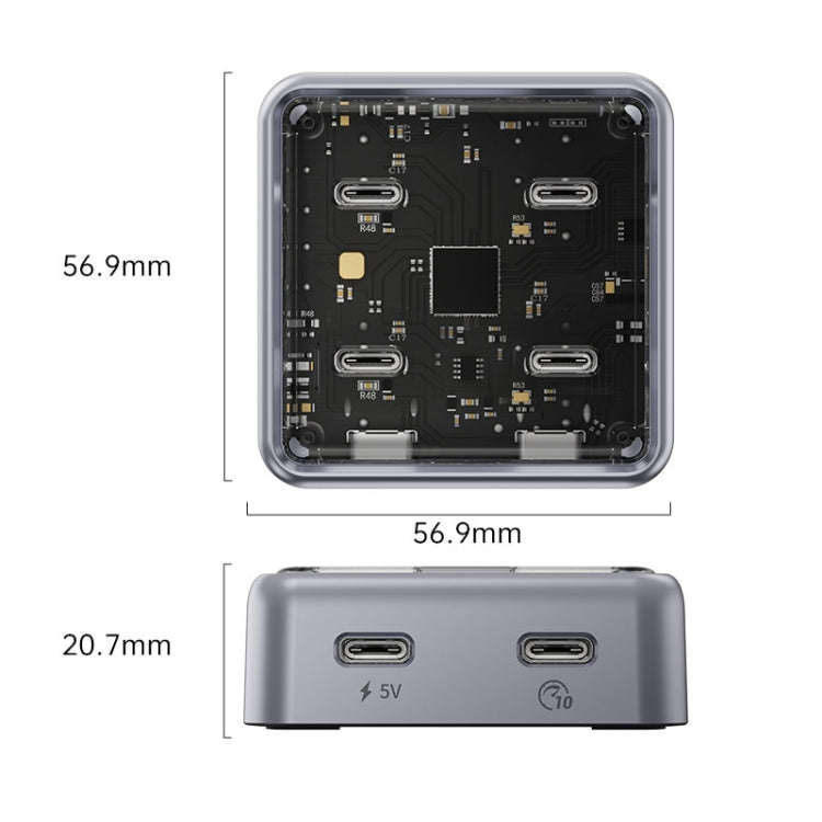 ORICO XHJ4C-G2 4-Port Compact Zinc Alloy USB Type-C 3.0 HUB Expand Converter(Silver)
