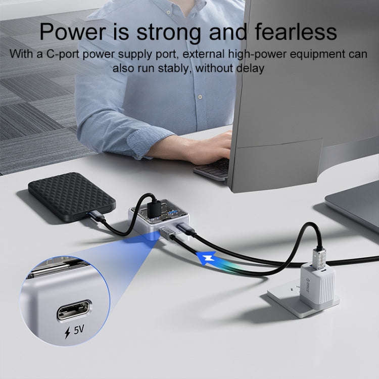 ORICO XHJ4C-G2 4-Port Compact Zinc Alloy USB Type-C 3.0 HUB Expand Converter(Silver)