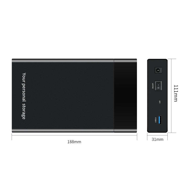 HDD 2.5 / 3.5 inch USB3.0 External Hard Drive Enclosure Case for Laptop Computer(UK Plug)