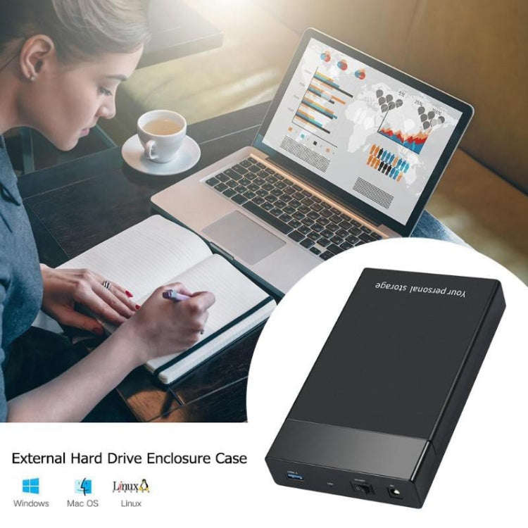 HDD 2.5 / 3.5 inch USB3.0 External Hard Drive Enclosure Case for Laptop Computer(UK Plug)