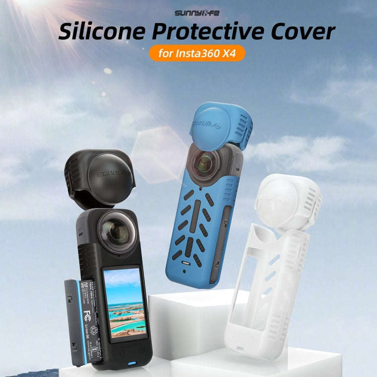 For Insta360 X4 / X5 Sunnylife Silicone Shockproof Case Lens Body Cover Kit(Blue)
