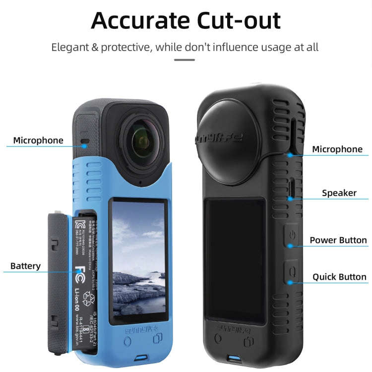 For Insta360 X4 / X5 Sunnylife Silicone Shockproof Case Lens Body Cover Kit(Blue)