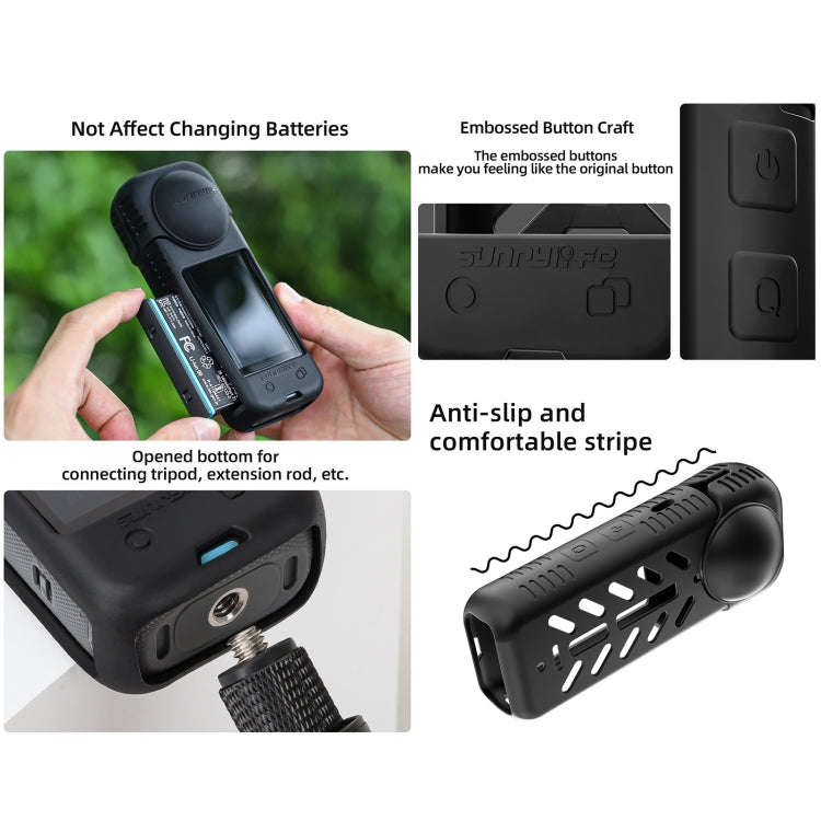 For Insta360 X4 / X5 Sunnylife Silicone Shockproof Case Lens Body Cover Kit(Black)