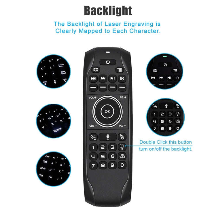 G7V Pro 2.4GHz Fly Air Mouse LED Backlight Wireless Keyboard Remote Control with Gyroscope for An...