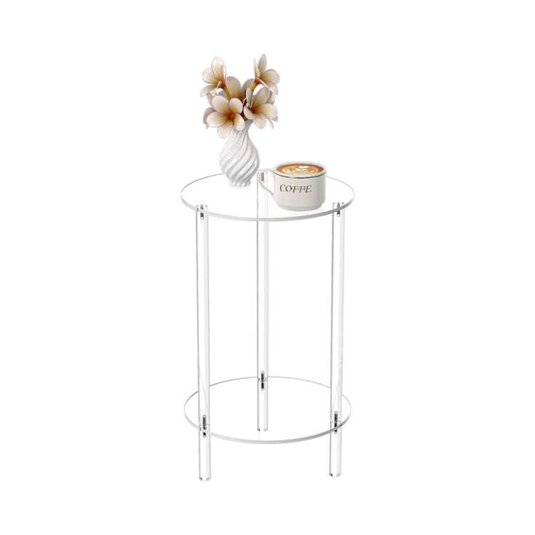 YX107 Acrylic Round Two-layer Small Bedside Table(Transparent)
