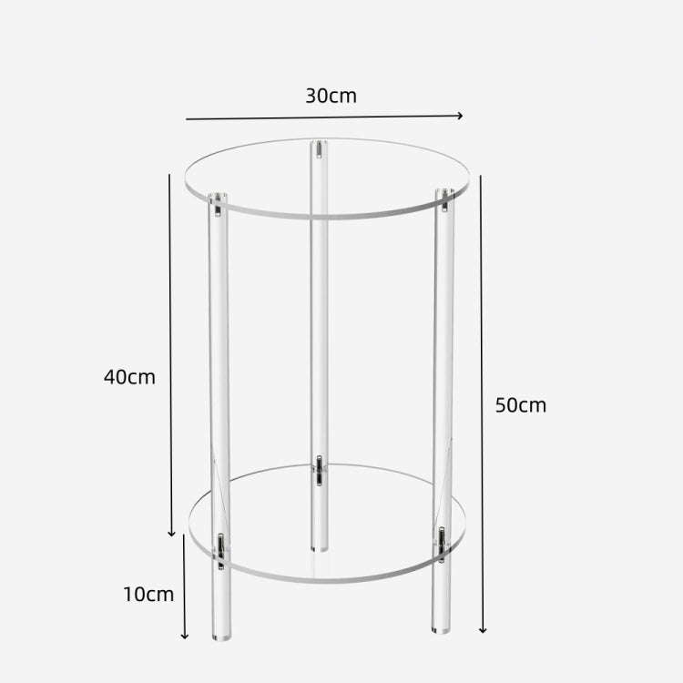 YX107 Acrylic Round Two-layer Small Bedside Table(Transparent)
