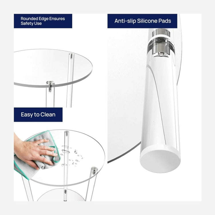 YX107 Acrylic Round Two-layer Small Bedside Table(Transparent)