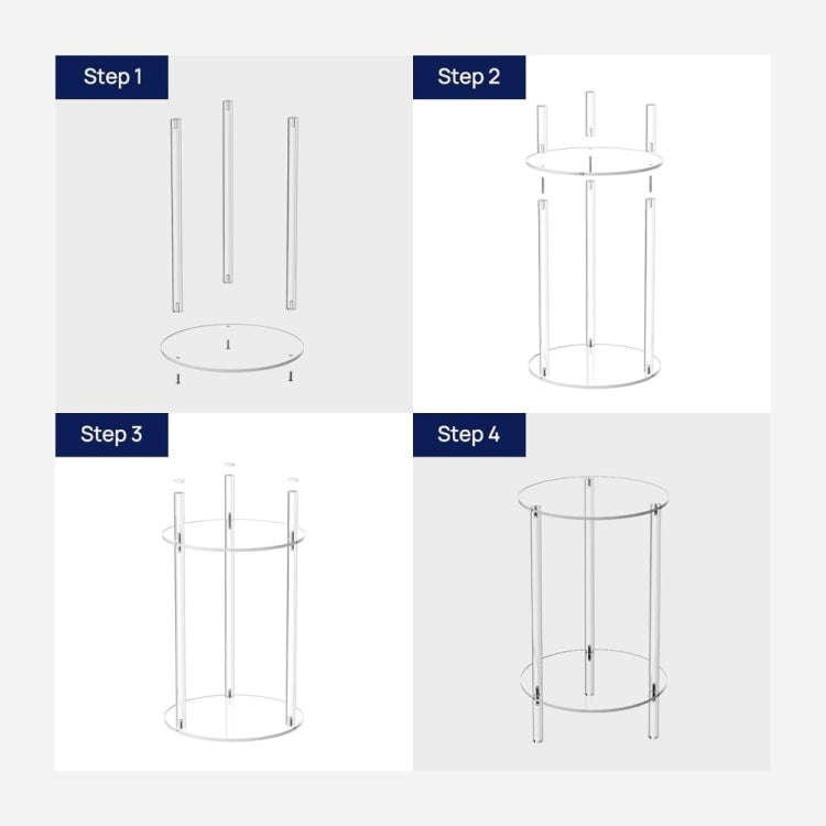 YX107 Acrylic Round Two-layer Small Bedside Table(Transparent)