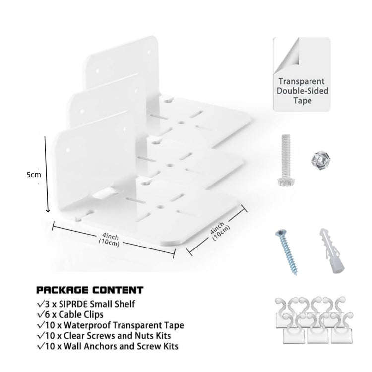 YX112 3pcs Acrylic Small Wall Mount(White)