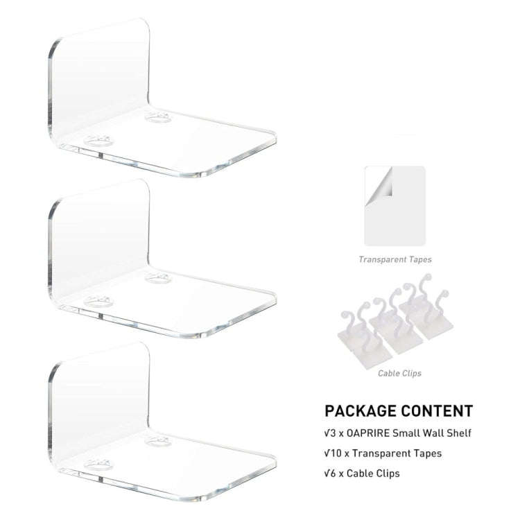 YX113 3pcs Acrylic Small Wall Mount(Transparent)