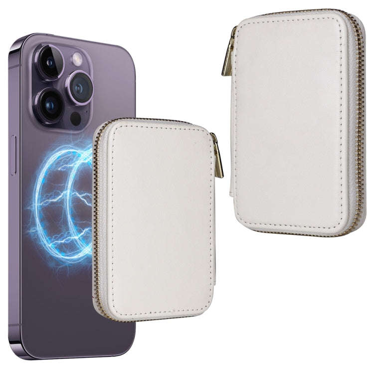 HS-005 MagSafe Magnetic Zipper Card Bag Mobile Phone Back Sticker(White)