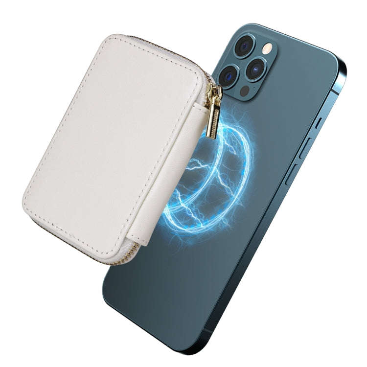 HS-005 MagSafe Magnetic Zipper Card Bag Mobile Phone Back Sticker(White)
