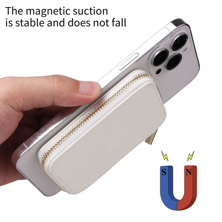 HS-005 MagSafe Magnetic Zipper Card Bag Mobile Phone Back Sticker(White)