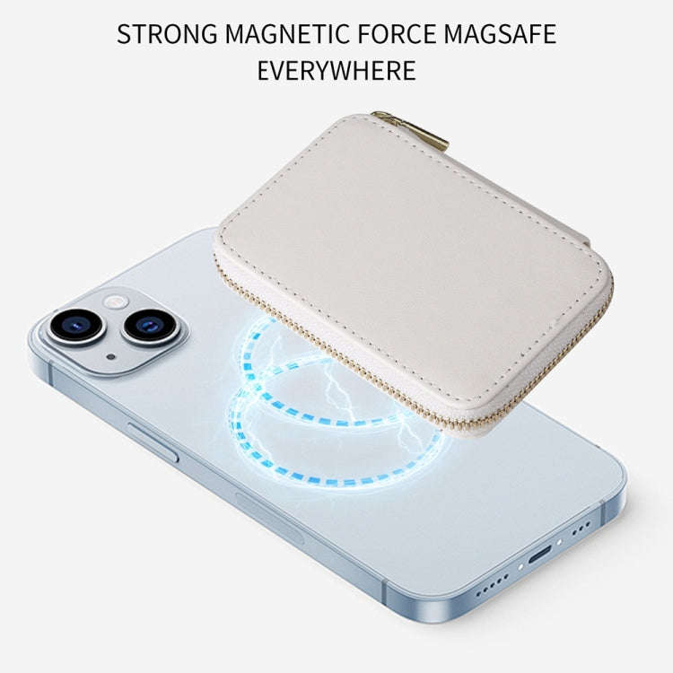 HS-005 MagSafe Magnetic Zipper Card Bag Mobile Phone Back Sticker(White)