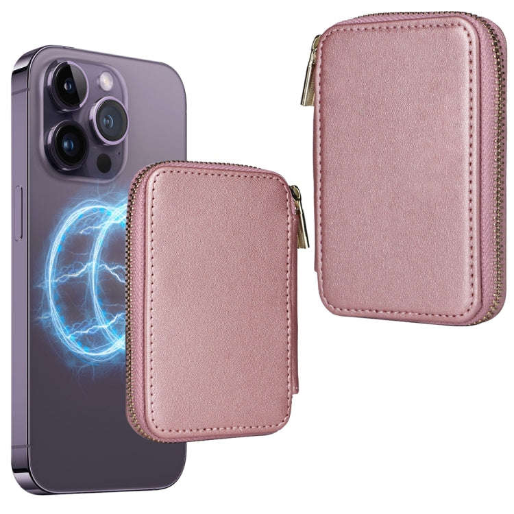 HS-005 MagSafe Magnetic Zipper Card Bag Mobile Phone Back Sticker(Rose Gold)