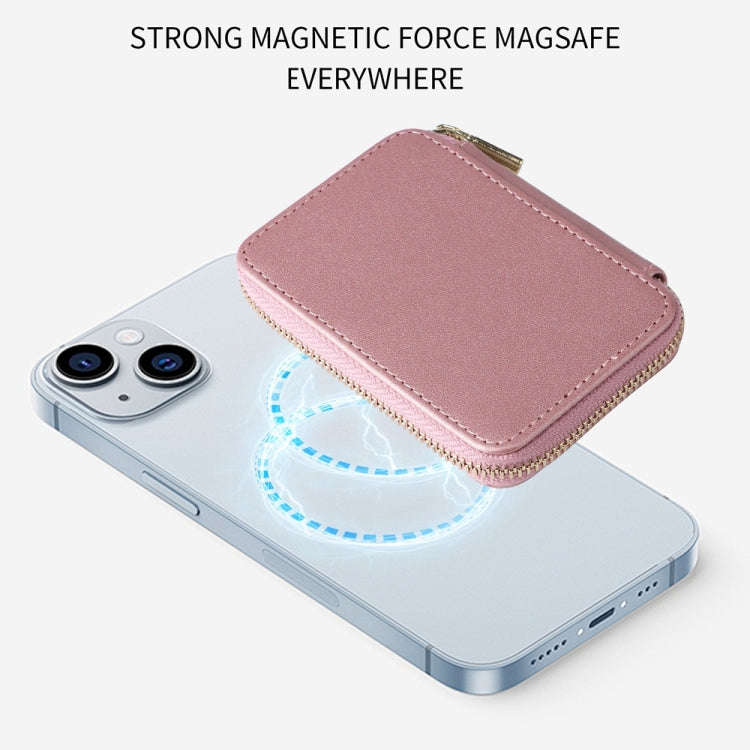 HS-005 MagSafe Magnetic Zipper Card Bag Mobile Phone Back Sticker(Rose Gold)