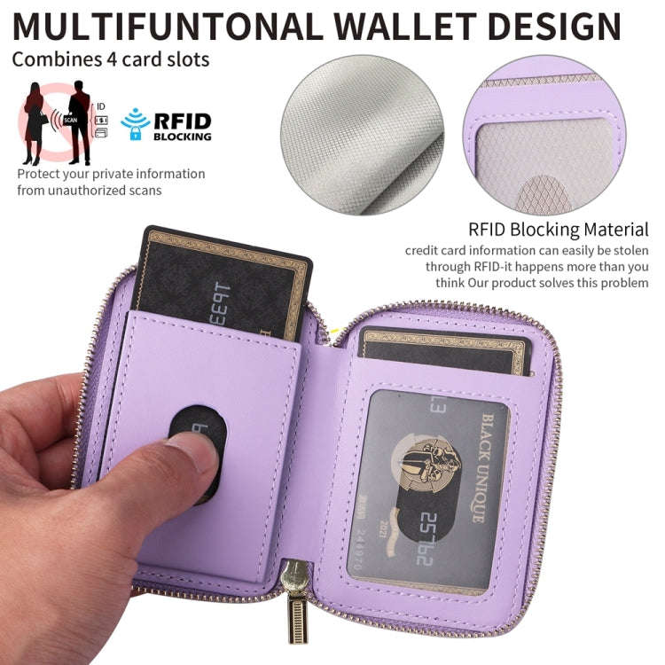 HS-005 MagSafe Magnetic Zipper Card Bag Mobile Phone Back Sticker(Light Purple)