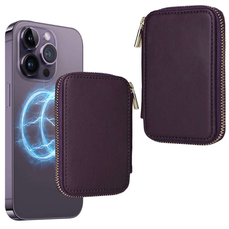 HS-005 MagSafe Magnetic Zipper Card Bag Mobile Phone Back Sticker(Dark Purple)