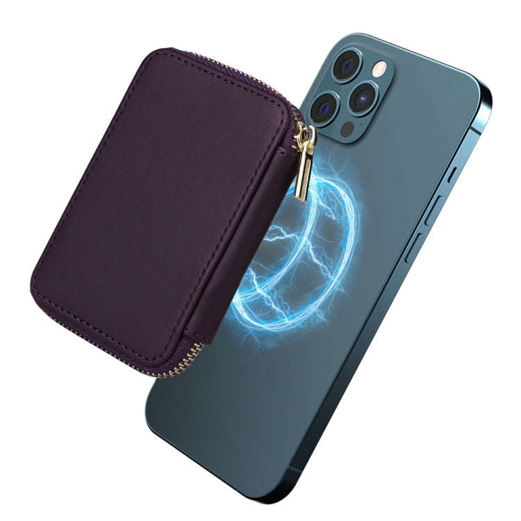 HS-005 MagSafe Magnetic Zipper Card Bag Mobile Phone Back Sticker(Dark Purple)