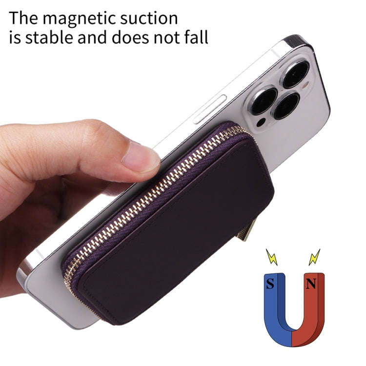 HS-005 MagSafe Magnetic Zipper Card Bag Mobile Phone Back Sticker(Dark Purple)