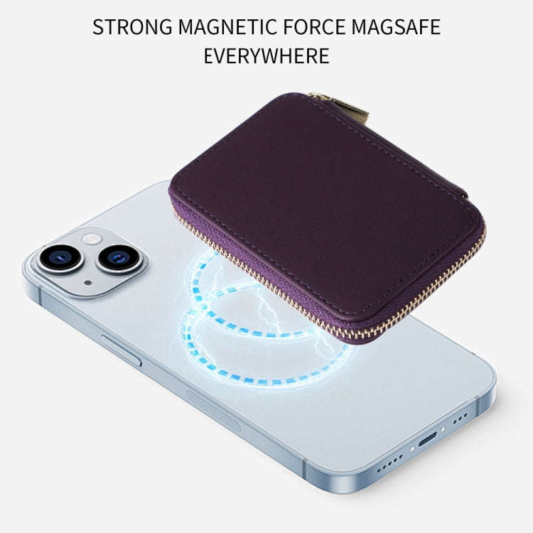 HS-005 MagSafe Magnetic Zipper Card Bag Mobile Phone Back Sticker(Dark Purple)