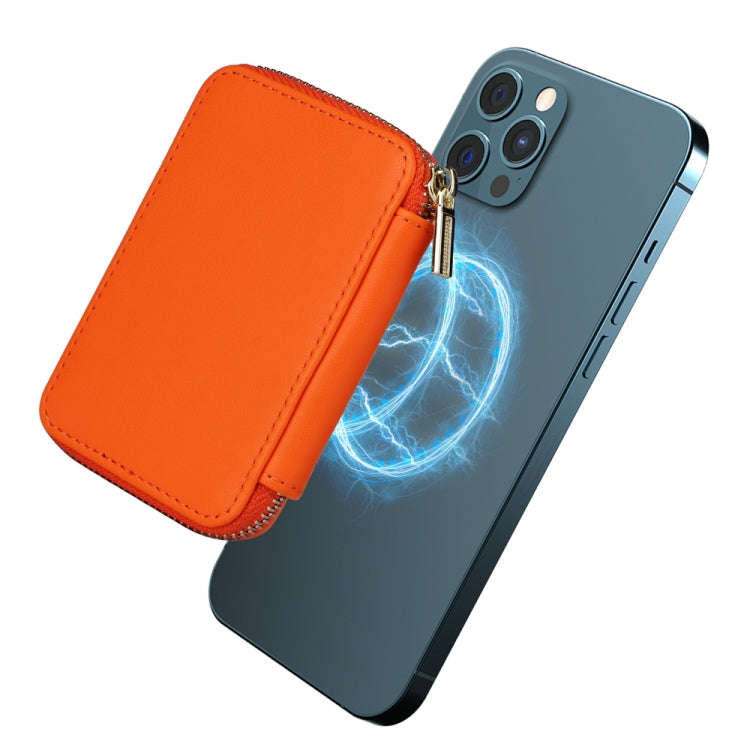 HS-005 MagSafe Magnetic Zipper Card Bag Mobile Phone Back Sticker(Orange)