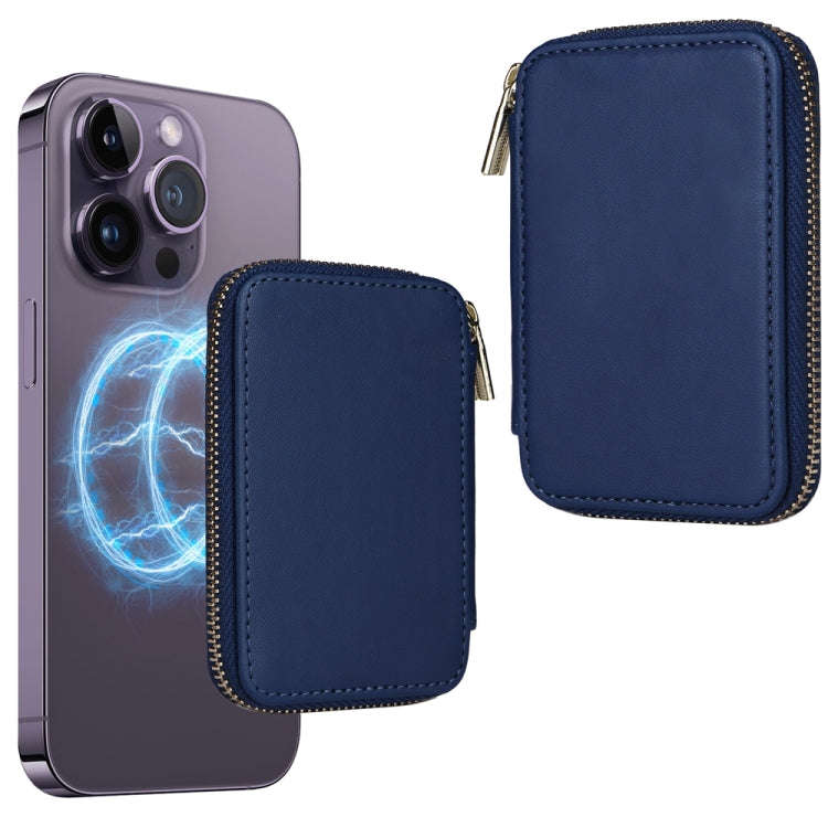 HS-005 MagSafe Magnetic Zipper Card Bag Mobile Phone Back Sticker(Blue)