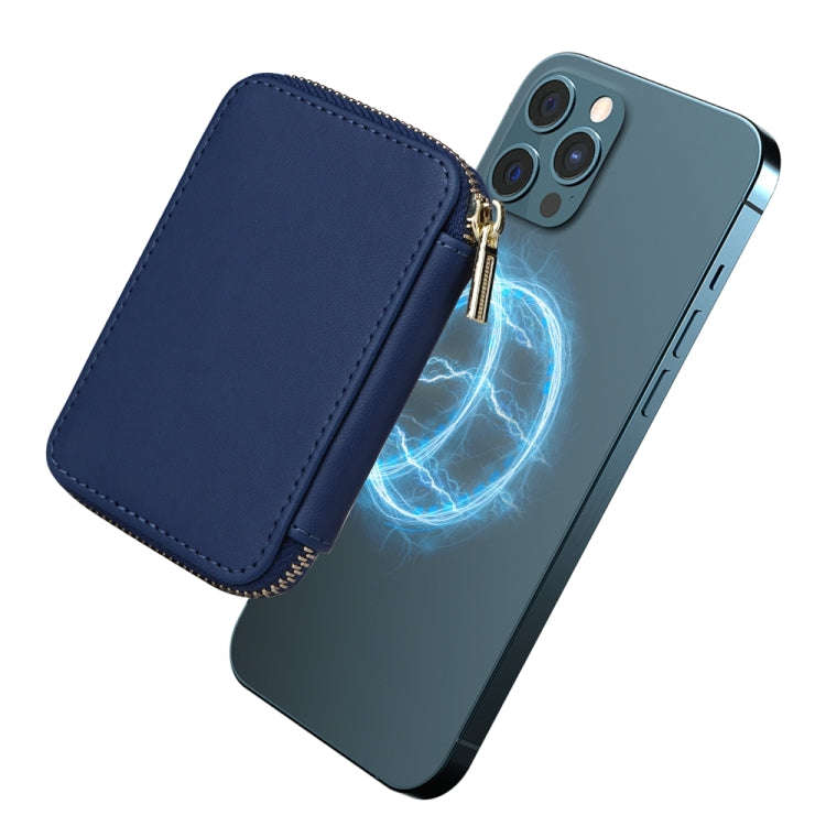 HS-005 MagSafe Magnetic Zipper Card Bag Mobile Phone Back Sticker(Blue)