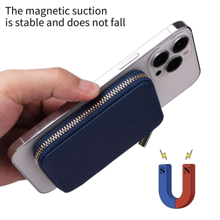 HS-005 MagSafe Magnetic Zipper Card Bag Mobile Phone Back Sticker(Blue)