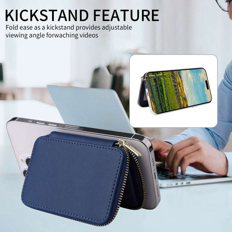 HS-005 MagSafe Magnetic Zipper Card Bag Mobile Phone Back Sticker(Blue)