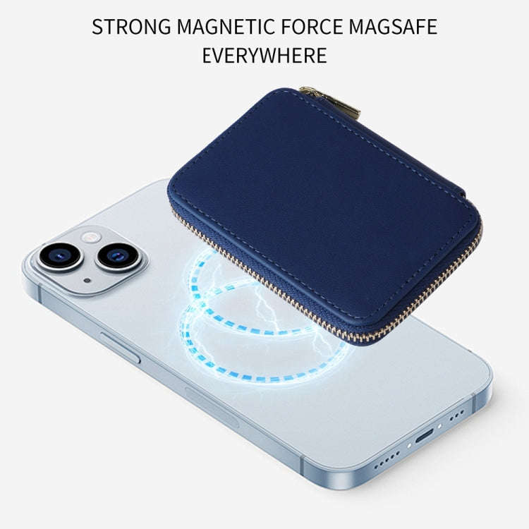 HS-005 MagSafe Magnetic Zipper Card Bag Mobile Phone Back Sticker(Blue)