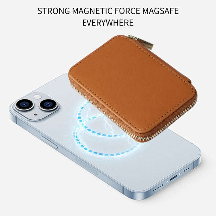 HS-005 MagSafe Magnetic Zipper Card Bag Mobile Phone Back Sticker(Brown)