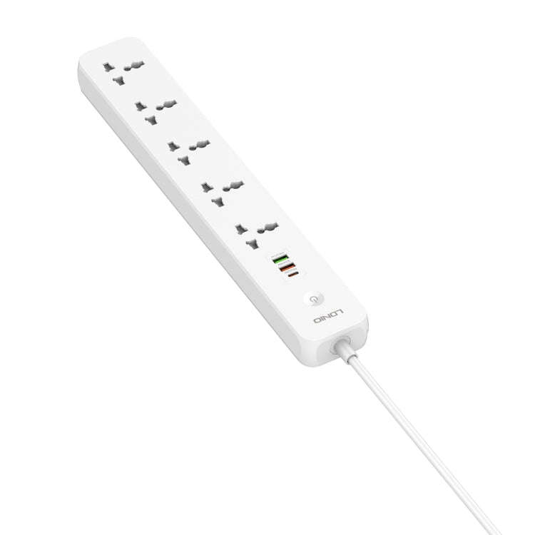 LDNIO SC5319 5-position Travel Home Office Socket with 38W USB Ports, Cable Length: 2m(US Plug)