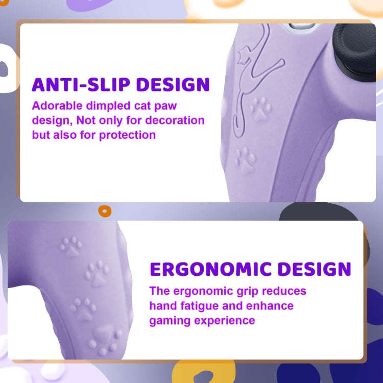 For Sony PS5 Cat Ear Shape Gamepad Silicone Protective Case(Purple)