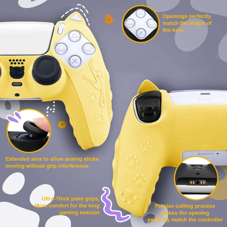 For Sony PS5 Cat Ear Shape Gamepad Silicone Protective Case(Blue)
