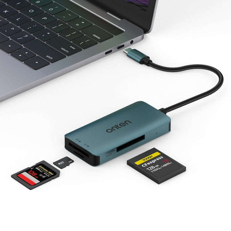 Onten C11 3 in 1 USB-C / Type-C to CFepress Type-B & SD & TF Card Reader(Pine Green)