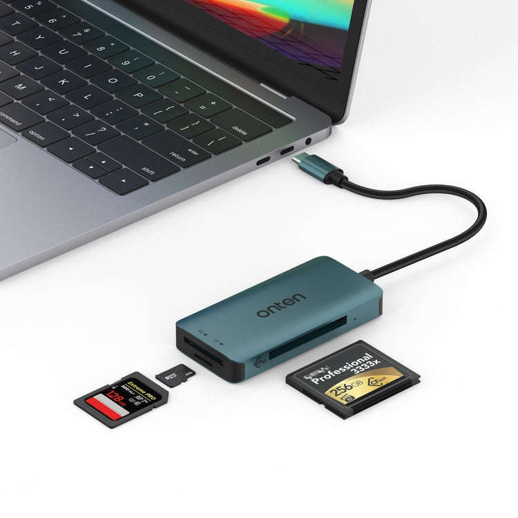 Onten C15 3 in 1 USB-C / Type-C to CFast 2.0 & SD & TF Card Reader(Pine Green)