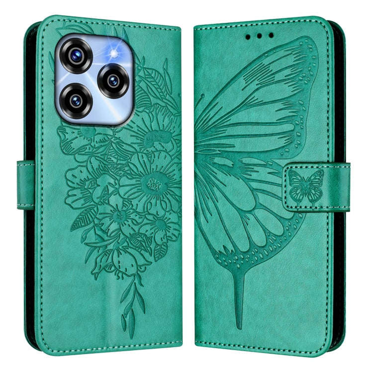For Oukitel C50 Embossed Butterfly Leather Phone Case(Green)