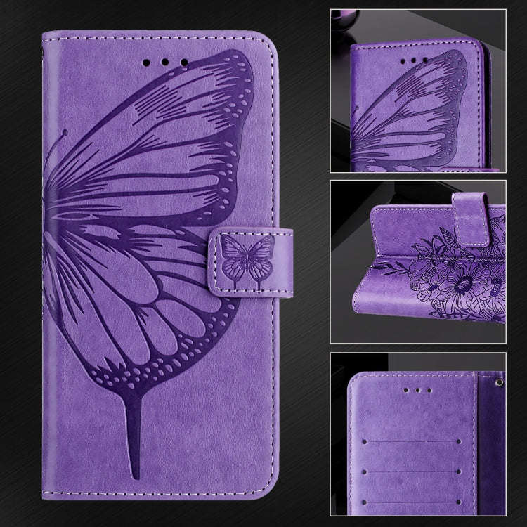 For ZTE Blade A35 / A55 Embossed Butterfly Leather Phone Case(Purple)