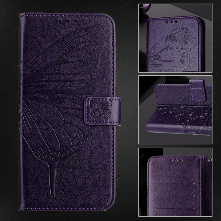 For ZTE Blade A35 / A55 Embossed Butterfly Leather Phone Case(Dark Purple)
