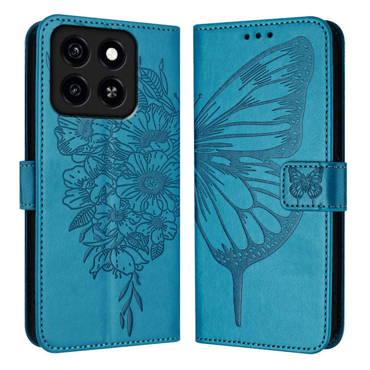 For ZTE Blade A35 / A55 Embossed Butterfly Leather Phone Case(Blue)