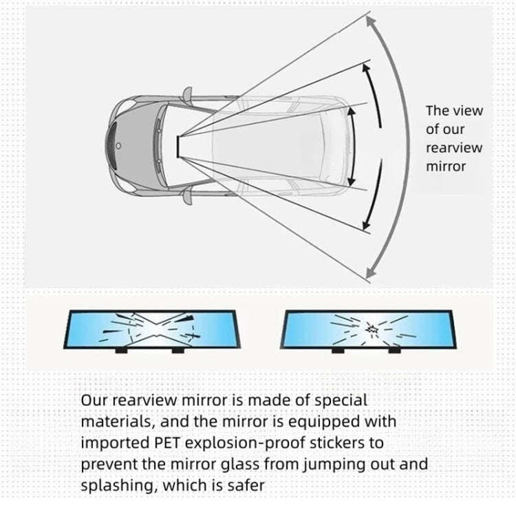 3R 3R-123 Car Suction Cup Curved Wide Angle Rear View Mirror