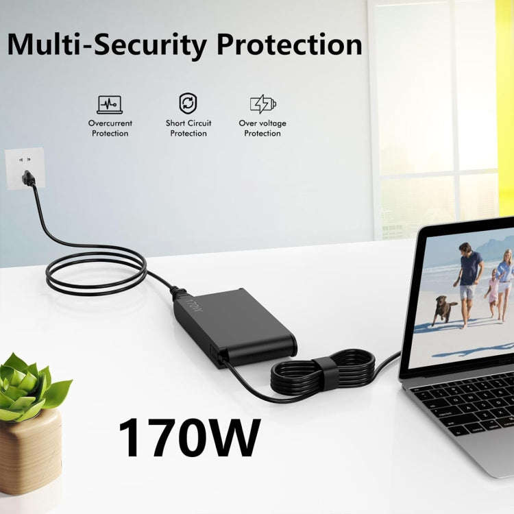 170W 20V 8.5A Laptop Notebook Power Adapter For Lenovo Big Square USB, Plug:UK Plug